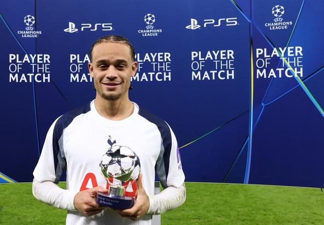 攻防均亮眼，哈维西蒙斯当选热刺vs布拉格斯拉维亚全场最佳