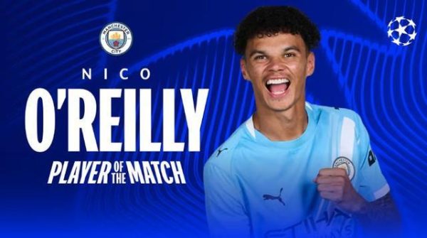 打入扳平进球，奥赖利当选皇马vs曼城全场最佳球员