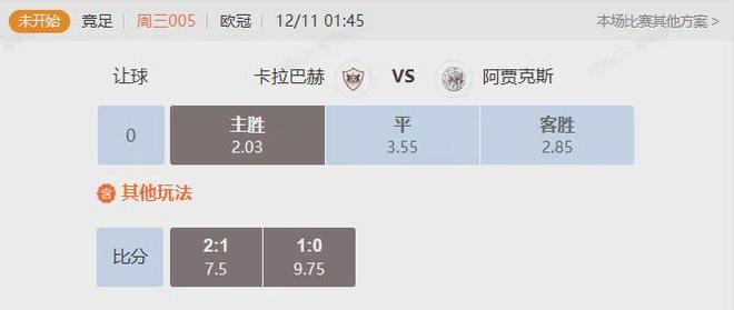 欧冠早场赛事卡拉巴赫能否在主场复仇阿贾克斯