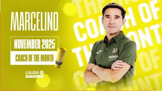 插图1–4战全胜,黄潜主帅马塞利诺当选西甲11月最佳教练