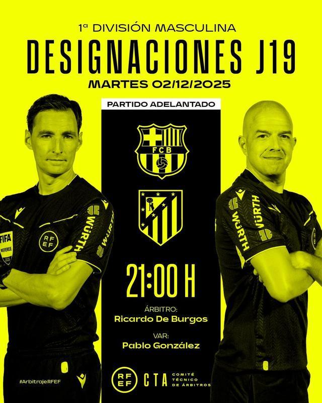 插图1–官方：布尔戈斯将执法西甲第19轮巴萨vs马竞